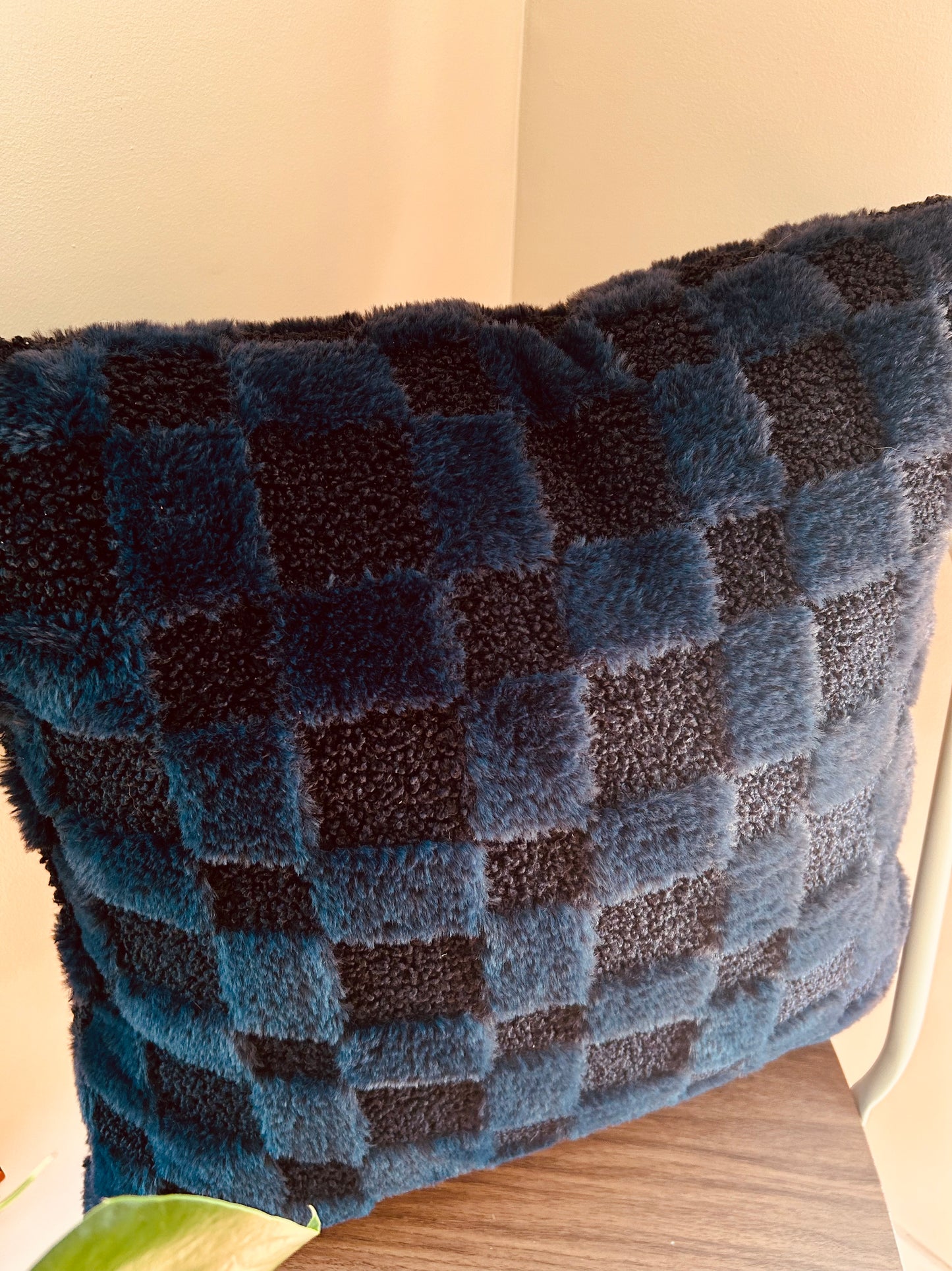 Fuzzy Checkered Pillow